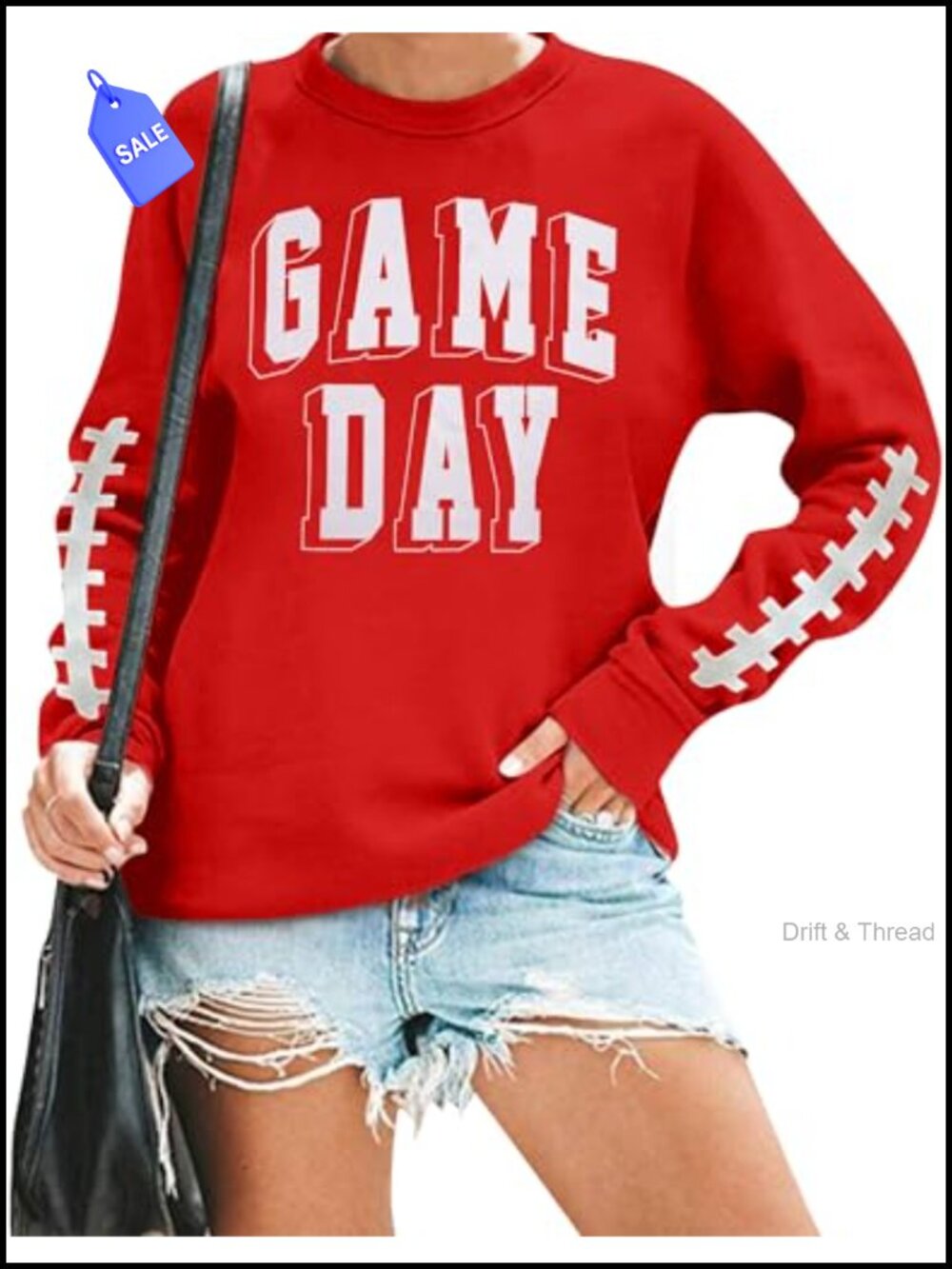 Game Day Letter Print Crewneck Sweatshirt Long Sleeve Pullover Top